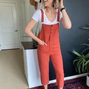 Orange Cropped Overall Denim Pants NWOT